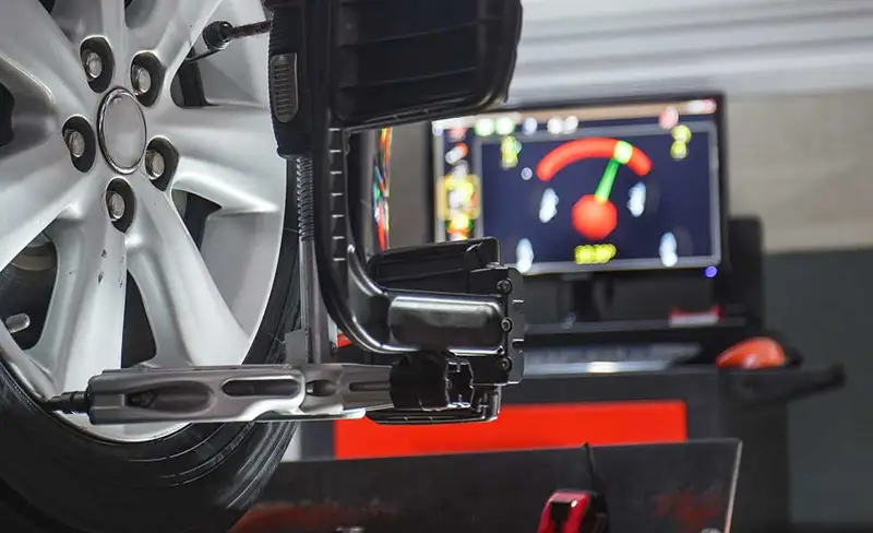A car having alignment checked