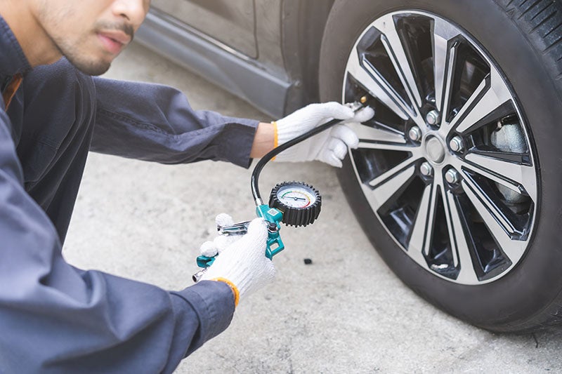 Checking tire pressure