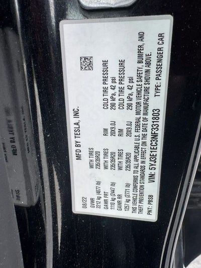 2022 Tesla Model 3 Performance Sedan 4D