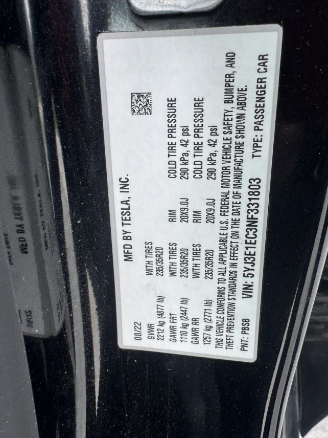 2022 Tesla Model 3 Performance Sedan 4D